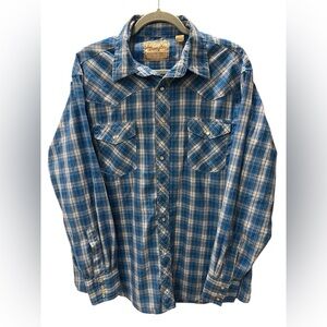 Vintage Y2K wrangler pearl snap plaid men’s extra large western shirt